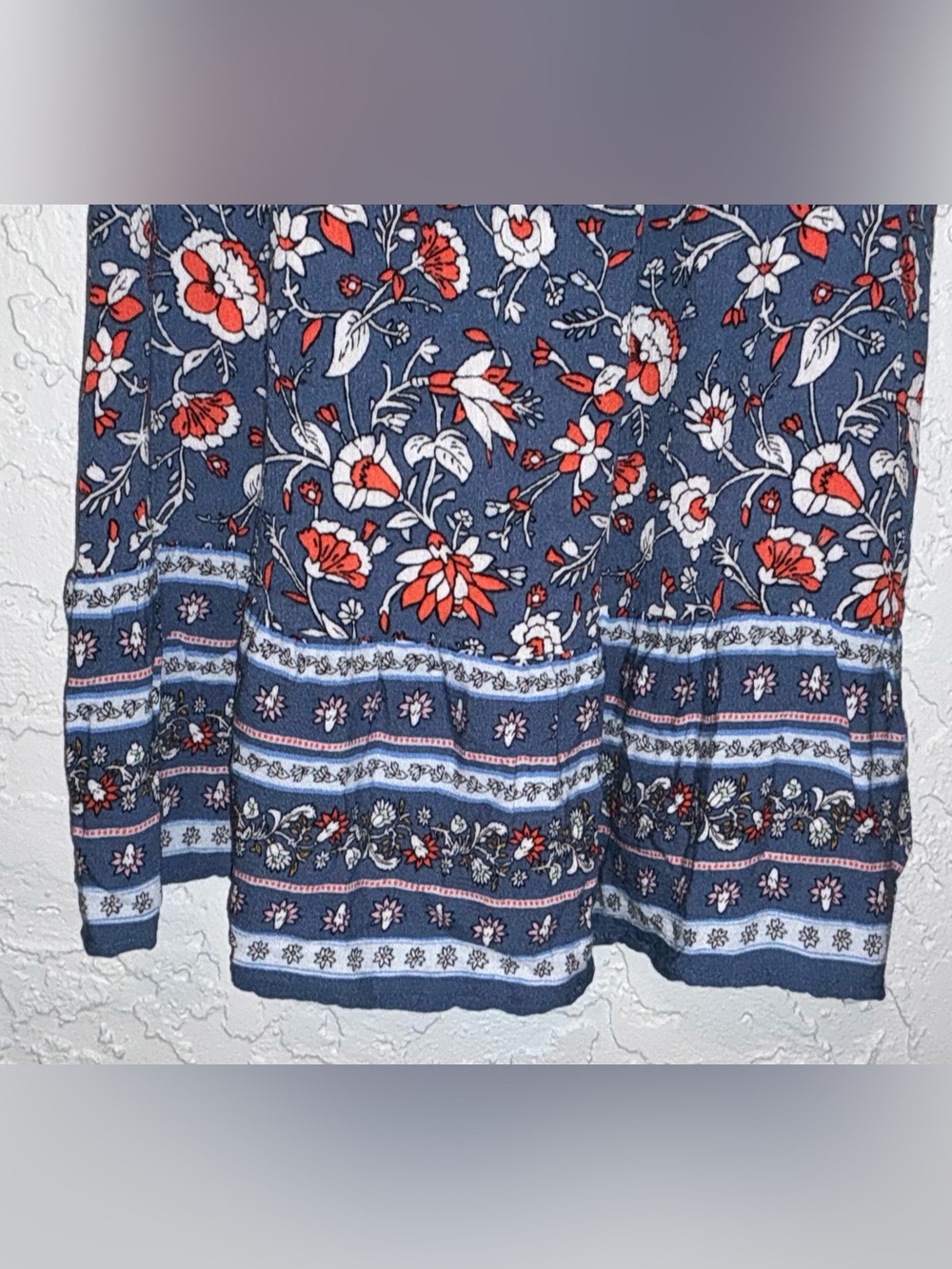 Old Navy Blue Floral with Red and White Blossoms Tank - Picture 3 of 9